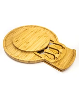 Bamboo Multi-Level Cheese Board Set with 3 Tools, 6 Piece