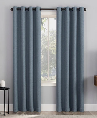 Cayden Grid Texture Draft Shield Fleece Insulated 100% Blackout Grommet Curtain Panel