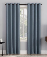 Cayden Grid Texture Draft Shield Fleece Insulated 100% Blackout Grommet Curtain Panel