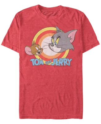 Men's Tom Jerry Faces and Logo Short Sleeve T-shirt