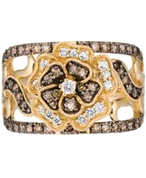 Le Vian Nude Diamond & Chocolate Flower Statement Ring (7/8 ct. t.w.) 14k Gold