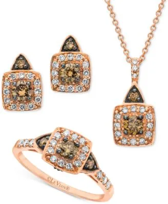 Chocolate By Petite Le Vian Chocolate Diamond Vanilla Diamond Square Halo Jewelry Collection In 14k Gold White Gold Rose Gold