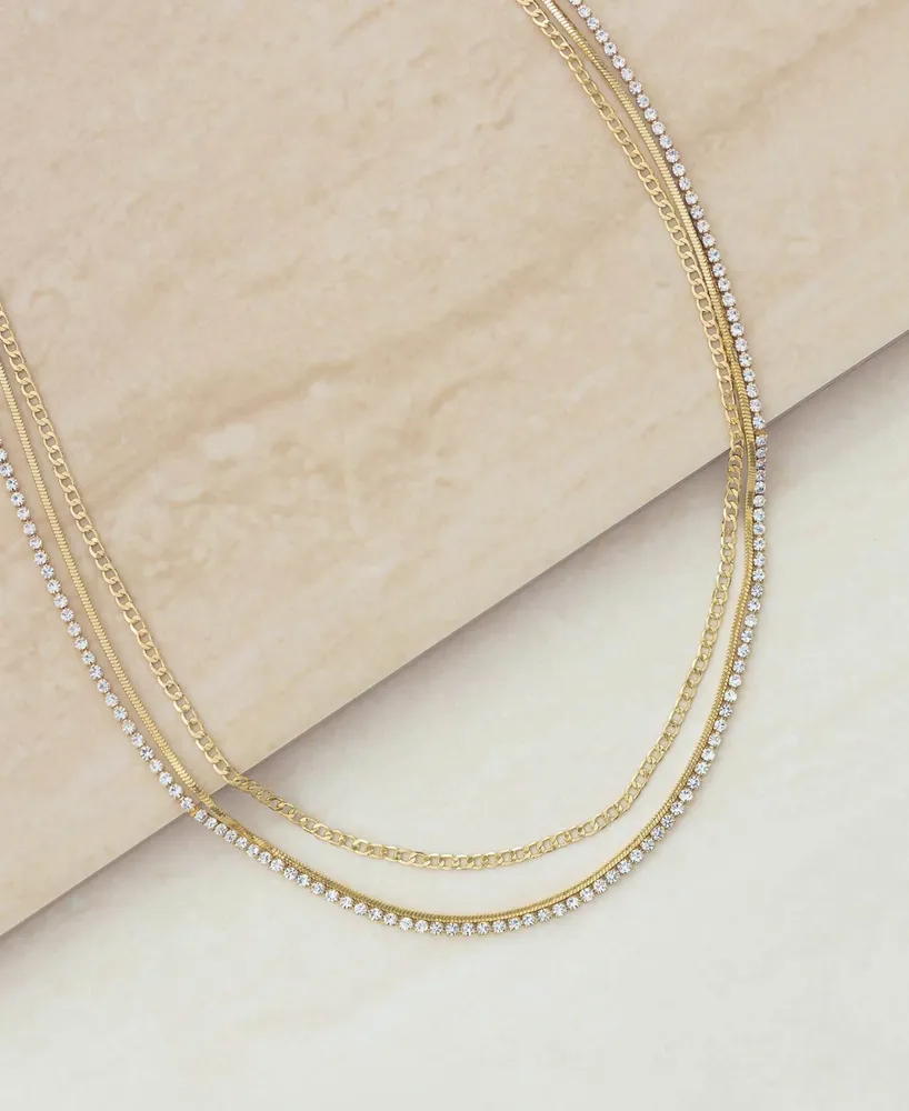 Ettika Simple Crystal Chain Necklace Set of 2