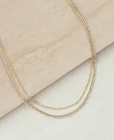 Ettika Simple Crystal Chain Necklace Set of 2