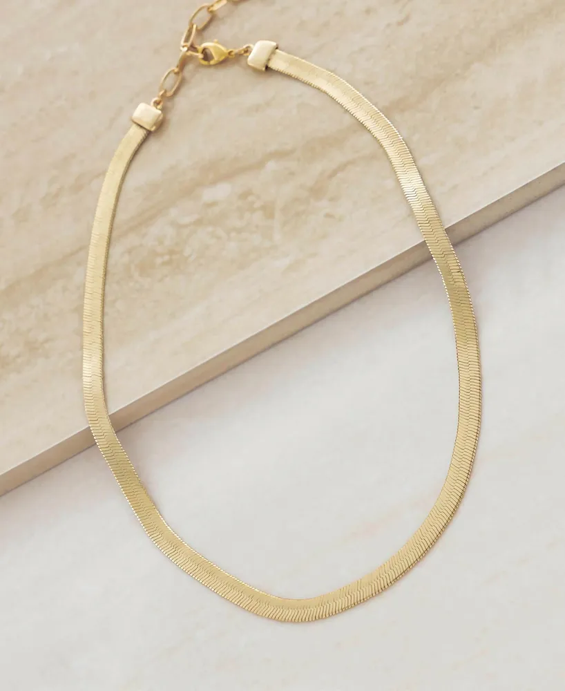 Ettika Gold Plated Flat Snake Chain Necklace