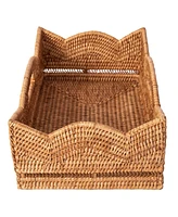 Artifacts Rattan Rectangular Scalloped Shelf Basket