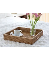 Artifacts Rattan Square Ottoman Tray with Cutout Handles