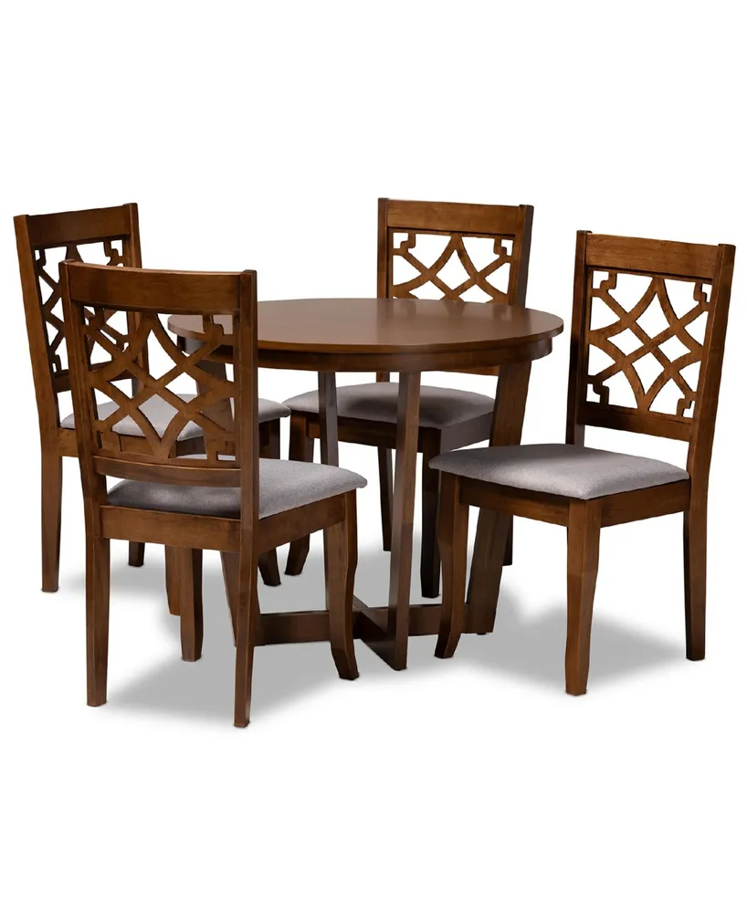 Tricia Modern and Contemporary Fabric Upholstered 5 Piece Dining Set