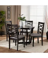 Leda Modern and Contemporary Fabric Upholstered 5 Piece Dining Set