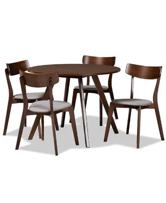 Rika Mid-Century Modern Transitional Fabric Upholstered 5 Piece Dining Set