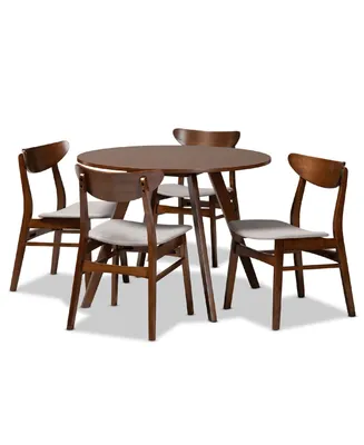 Philip Mid-Century Modern Transitional Fabric Upholstered 5 Piece Dining Set