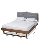 Natalia Mid-Century Modern Fabric Upholstered Queen Platform Bed