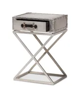 William Modern French Industrial Metal 1-Drawer Nightstand