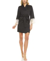 Flora by Nikrooz Kit Heart Lace Matte Charmeuse Wrap Robe