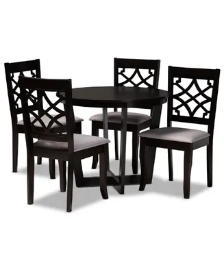Tricia Modern and Contemporary Fabric Upholstered 5 Piece Dining Set