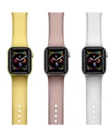 Men's and Women's Rose Gold, Gold-Tone Silver-Tone Metallic 3 Piece Silicone Band for Apple Watch 38mm