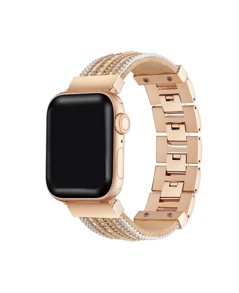 Men's and Women's Gold-Tone Brown Jewelry Band for Apple Watch 42mm