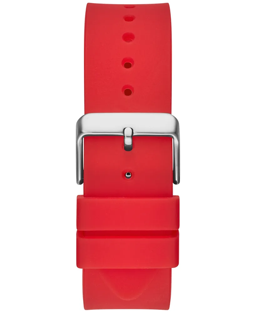 Guess Men's Red Silicone Strap Watch 43mm