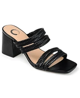 Journee Collection Women's Natia Woven Block Heel Sandals