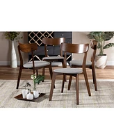 Iora Mid-Century Modern Transitional Fabric Upholstered 4 Piece Dining Chair Set