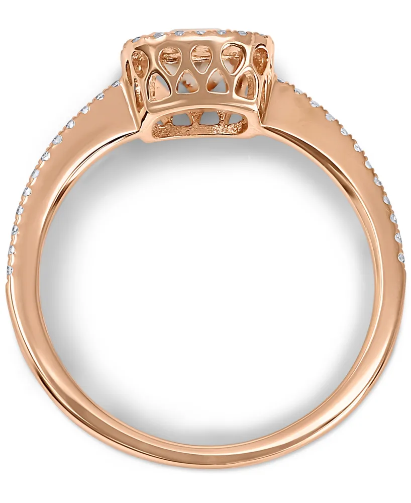 Morganite (3/4 ct. t.w.) & Diamond (1/5 ct. t.w.) Halo Ring in 14k Rose Gold