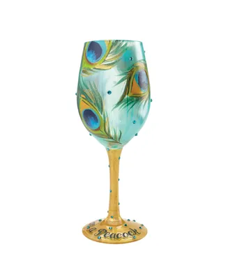 Enesco Wine Glass Pretty As A Peacock