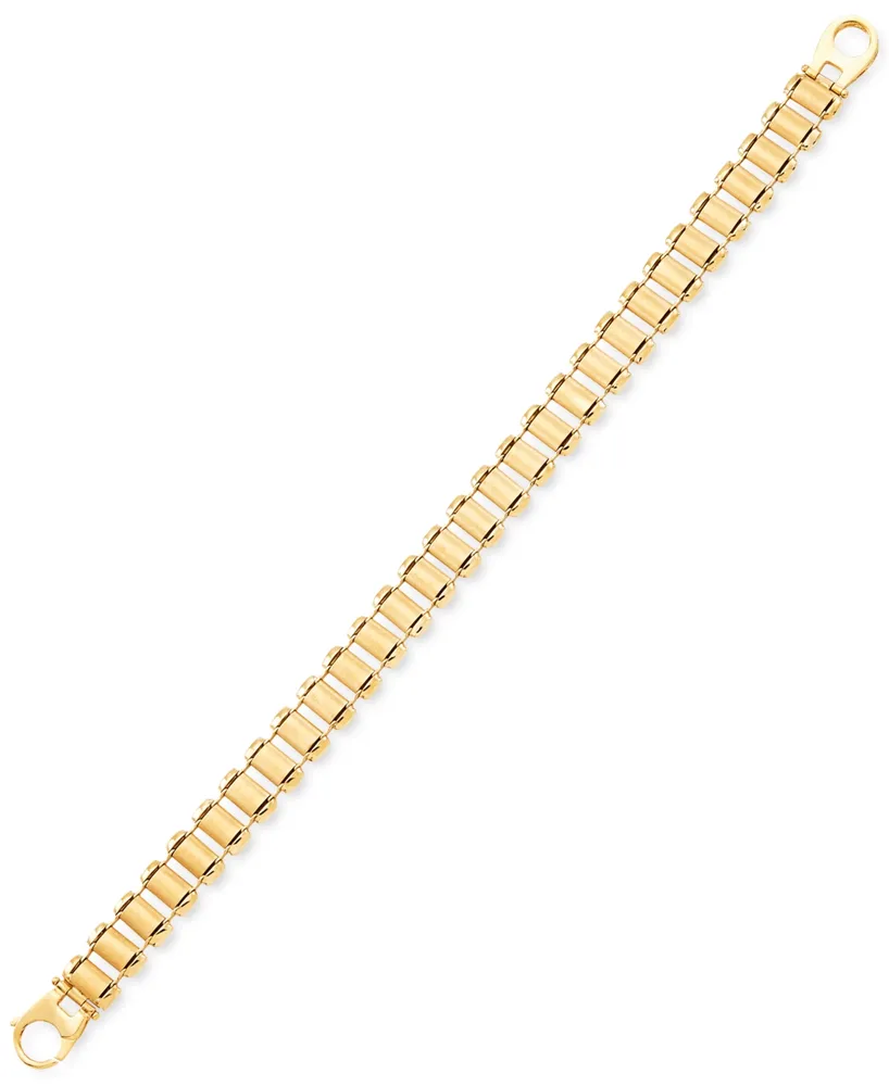 Men's Railroad Track Polished Bracelet in 10k Gold