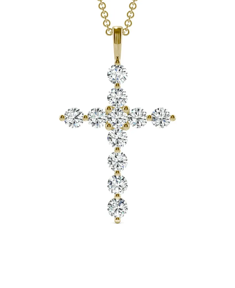 Moissanite Cross Pendant 1-1/10 ct. t.w. Diamond Equivalent in 14k White or Yellow Gold