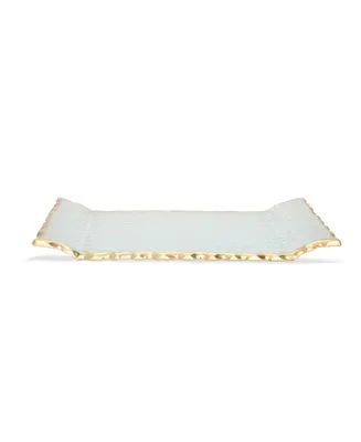 Classic Touch 11"L Glass Oblong Tray With Gold Tray
