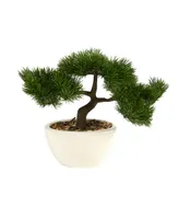 10" Cedar Bonsai Artificial Tree in Decorative Planter