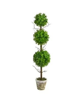 3' Eucalyptus Triple Ball Topiary Artificial Tree