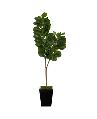 68" Fiddle Leaf Fig Artificial Tree in Metal Planter