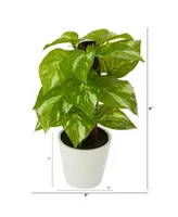 9" Pothos Artificial Plant in Planter, Real Touch