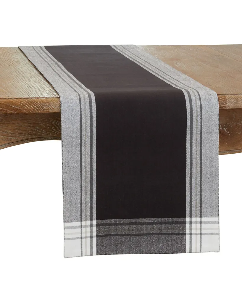 Saro Lifestyle Long Table Runner with Stripe Border Design, 72" x 13"