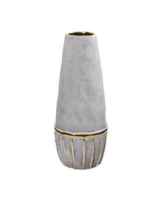 15" Regal Stone Decorative Vase with Gold-Tone Accents