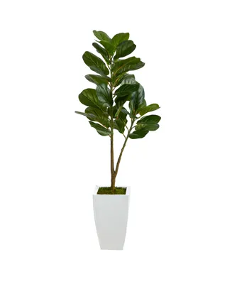 4' Fiddle Leaf Fig Artificial Tree in Metal Planter