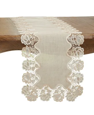 Saro Lifestyle Lace Table Runner with Rose Border Design