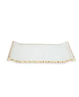 Classic Touch 11"L Glass Oblong Tray With Gold Tray