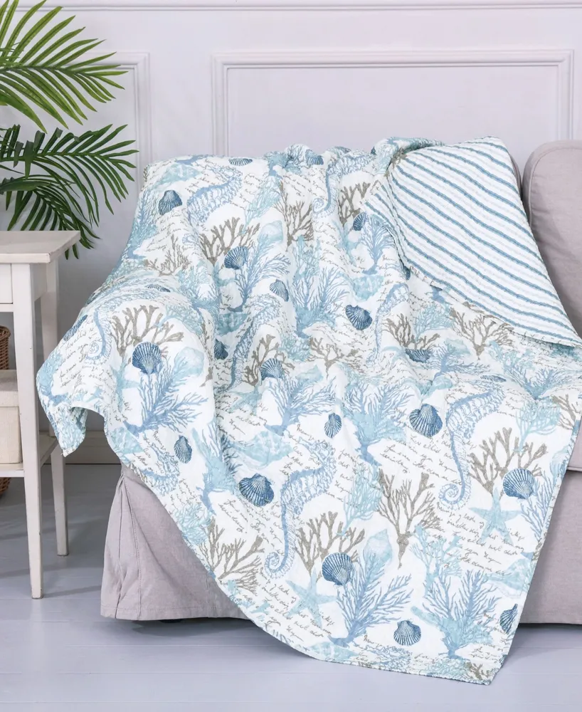 Levtex Galapagos Blue Coral Reef Quilted Throw, 50" x 60"
