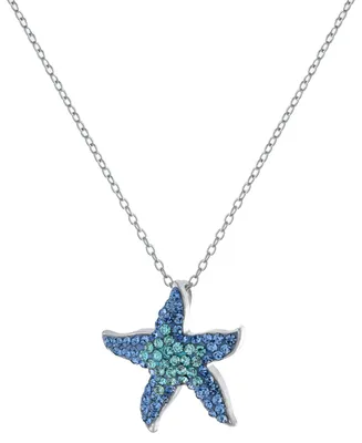 Crystal Starfish Pendant 16+2" Extender Chain In Silver Plated