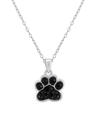 Crystal Dog Paw Pendant 16+2" Extender Chain In Silver Plated