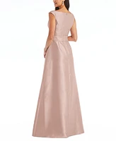 Alfred Sung Plus Size Off-the-Shoulder Draped Wrap Satin Maxi Dress