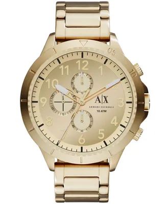 A|X Armani Exchange Men's Chronograph Gold Tone Stainless Steel Bracelet Watch 50mm