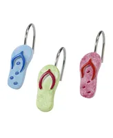 Avanti Beach Mode Flip-Flop Motif Printed 12-Pc. Shower Curtain Hooks