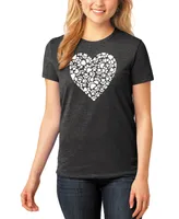 Women's Premium Blend Word Art Paw Prints Heart T-Shirt