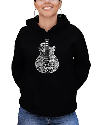 Women's Word Art Rock Guitar Head Hooded Sweatshirt