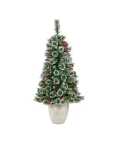 Frosted Swiss Pine Artificial Christmas Tree with 100 Lights and 195 Bendable Branches