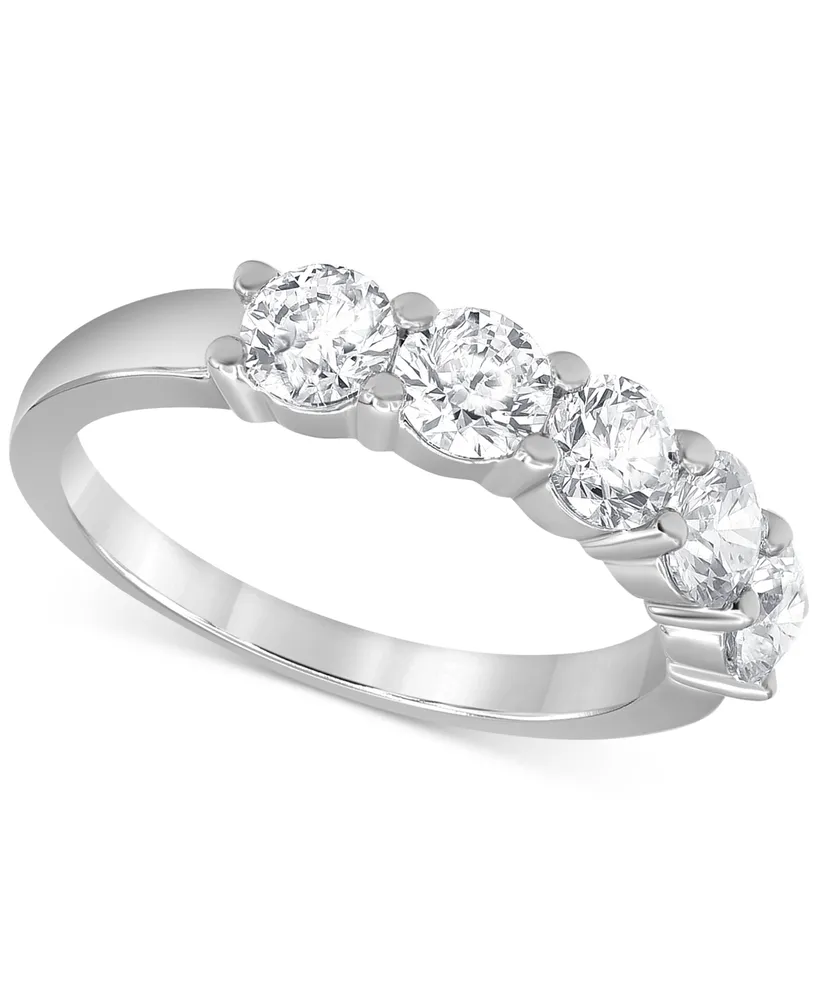 Diamond 5 Stone Band (1 1/2 ct. t.w.) 14k White Gold