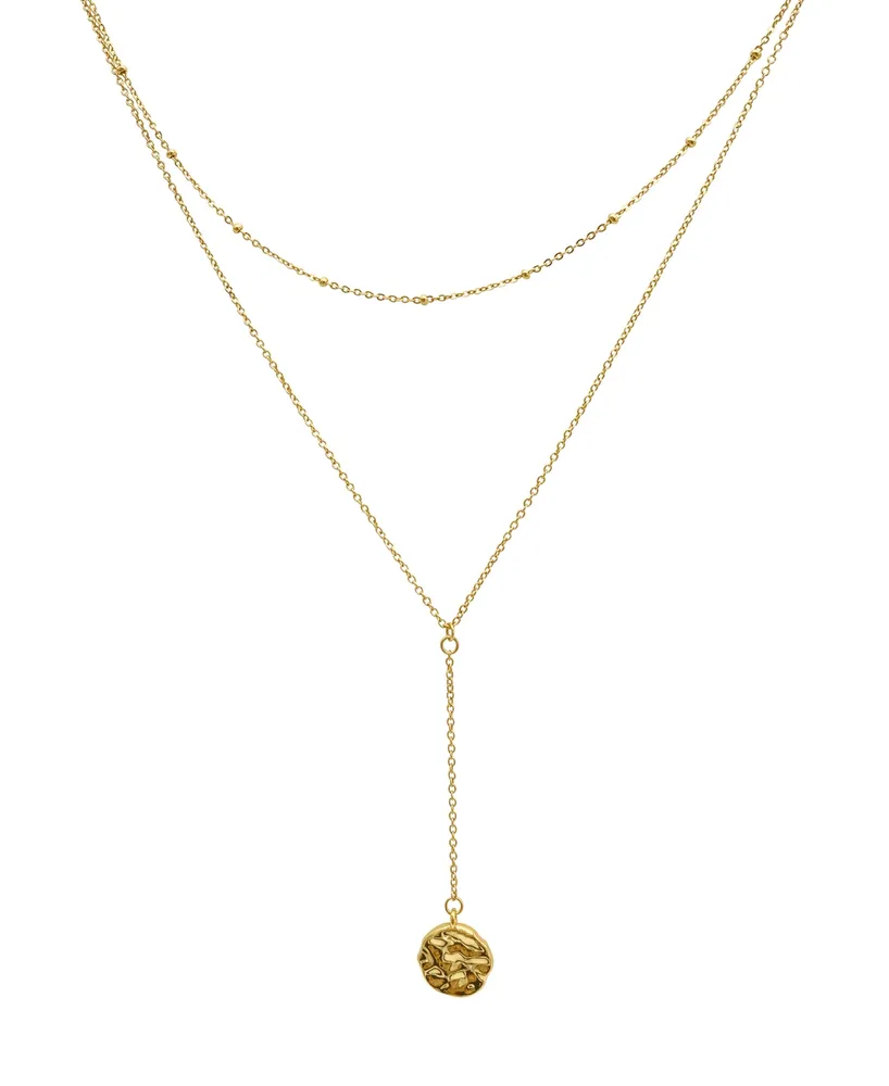 Layered Y Disc Necklace - Yellow Gold