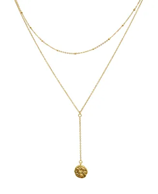 Layered Y Disc Necklace - Yellow Gold